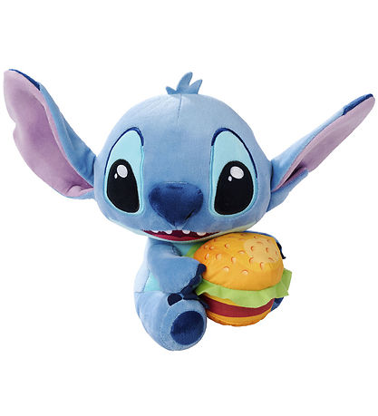 Disney Classic Plys Bamse - Disney Stitch m. Burger - 25 cm
