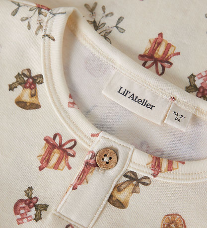 Lil' Atelier Nattøj - 2-delt - NmnLayo - Turtledove/OLD CHRISTMA