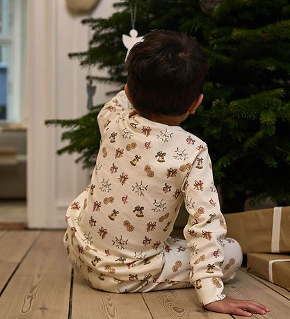 Lil' Atelier Nattøj - 2-delt - NmnLayo - Turtledove/OLD CHRISTMA