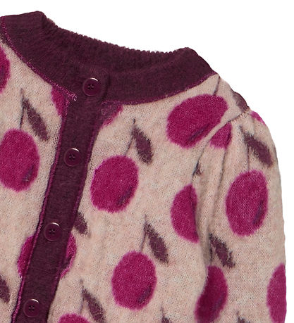 Fliink Cardigan - Uld- Star Alpaca Berry - Smoke Rose/Red Bud