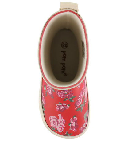 Pom Pom Gummistøvler - Bliss - Haute Red Rosehip AOP