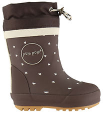 Pom Pom Termostøvler - Brynn - Chestnut Heart AOP