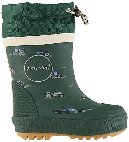 Pom Pom Termostøvler - Brynn - Trekking Green Tractor AOP