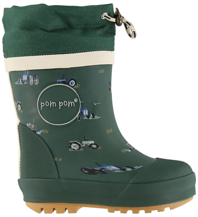 Pom Pom Termostøvler - Brynn - Trekking Green Tractor AOP