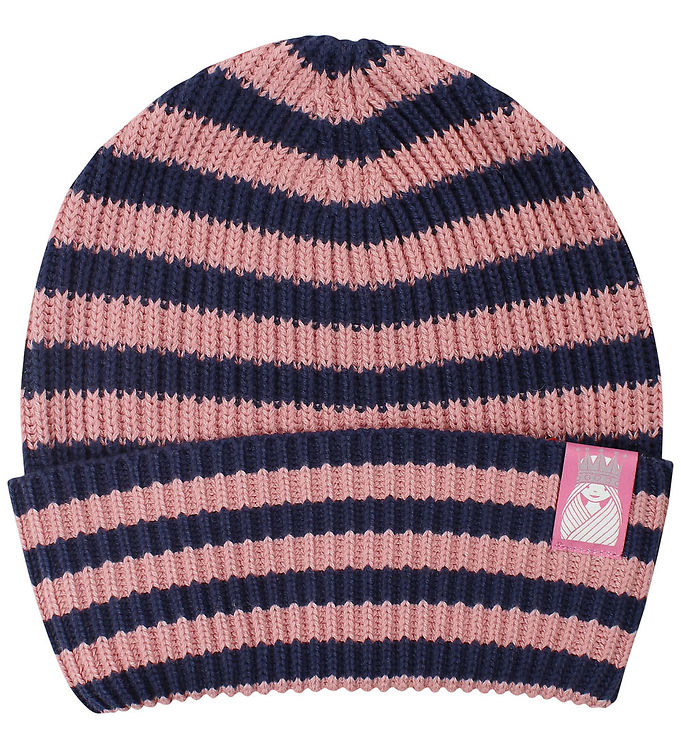 Danefæ Hue - Strik/Rib - DaneBy - Dark Navy/Ancient Rose Prinses