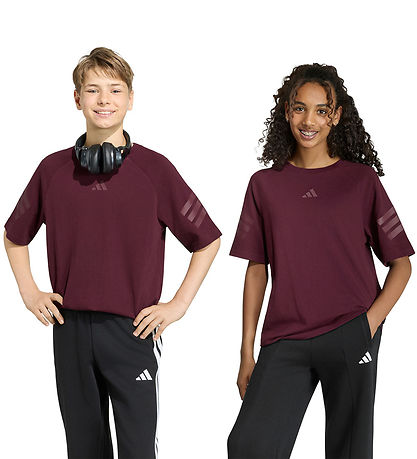 adidas Performance T-shirt - J FI 3S - Maroon/Maroon