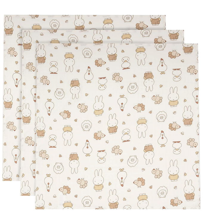 Jollein Stofbleer - 70x70 cm - 3-pak - Miffy Family Farm