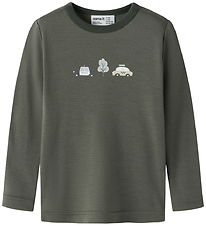 Name It Bluse - Uld - NmmWillow - Mulled Basil/City Cars