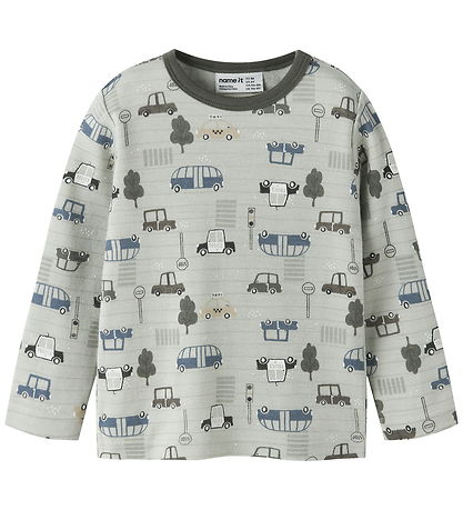 Name It Bluse - Uld - NmmWillow - Mineral Gray/City Cars