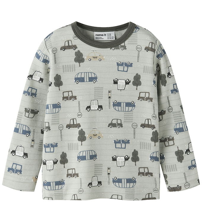 Name It Bluse - Uld - NmmWillow - Mineral Gray/City Cars