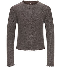 Kids Only Bluse - KogCarol - Coffee Bean/Silver Glitter
