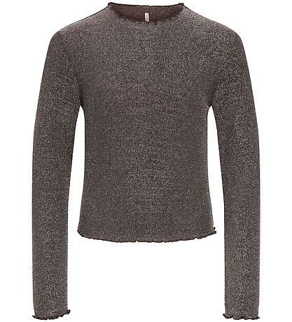 Kids Only Bluse - KogCarol - Coffee Bean/Silver Glitter