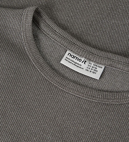Name It Bluse - NkfNayla - Charcoal Gray/Silver Lurex