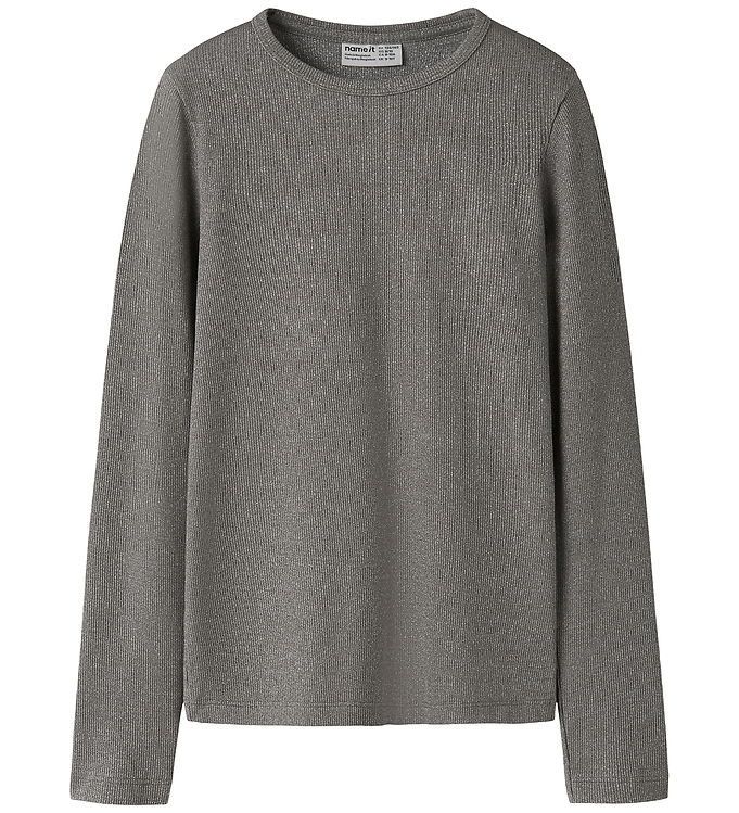 Name It Bluse - NkfNayla - Charcoal Gray/Silver Lurex