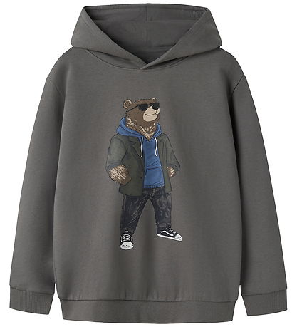Name it Hættetrøje - NKMRUZ - Charcoal Gray