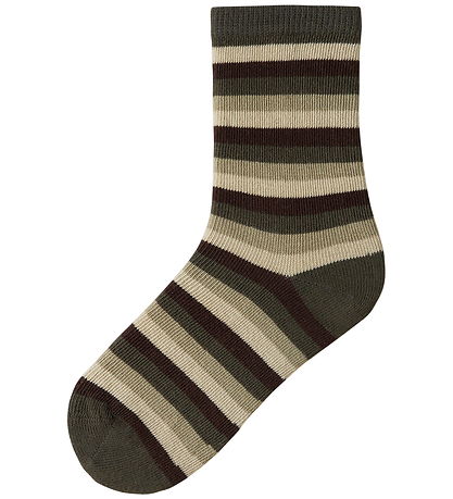 Name It Strømper - 3-pak - NmmOnel - Olive Night/Sesame/Chocolat