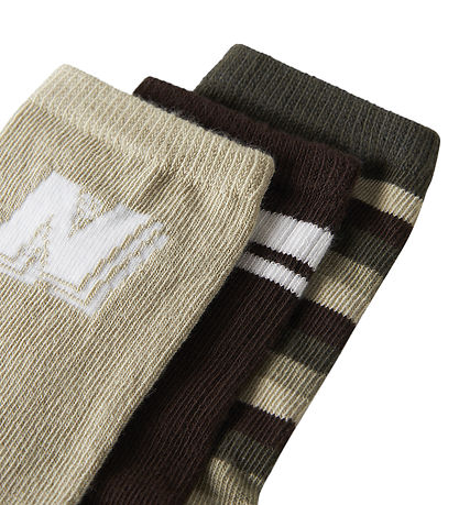 Name It Strømper - 3-pak - NmmOnel - Olive Night/Sesame/Chocolat