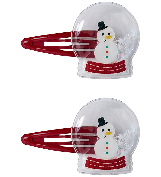 Name It Hårspænder - 2-pak - NmfRifetti - Red Dahlia/Snow Globe
