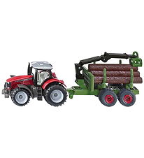Siku Traktor - Massey Ferguson traktor m. Skovbrugstrailer - 1:8