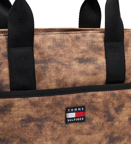 Tommy Hilfiger Taske - Laptop Slingbag - Pony Print/Beige
