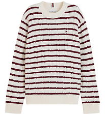 Tommy Hilfiger Bluse - Strik - Ivory Petal/Burgundy