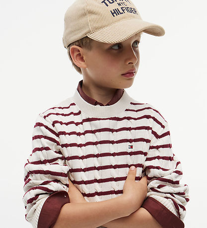 Tommy Hilfiger Bluse - Strik - Ivory Petal/Burgundy