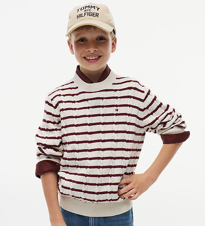 Tommy Hilfiger Bluse - Strik - Ivory Petal/Burgundy