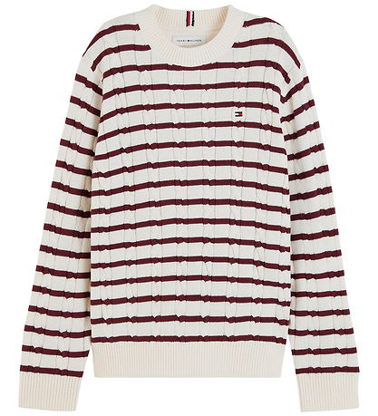 Tommy Hilfiger Bluse - Strik - Ivory Petal/Burgundy