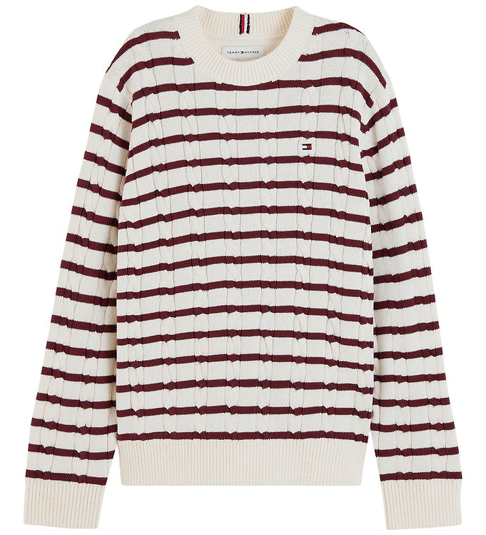 Tommy Hilfiger Bluse - Strik - Ivory Petal/Burgundy