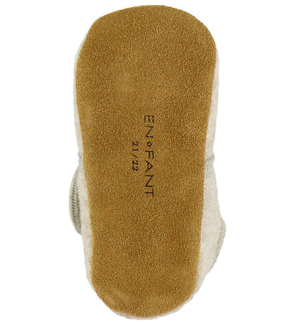 En Fant Hjemmesko - Uld - Sand Melange m. Broderi