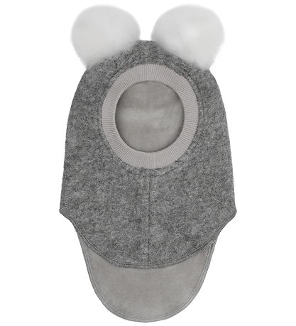 Huttelihut Elefanthue - Uld - 2-lags - Medium Grey Melange m. Kv