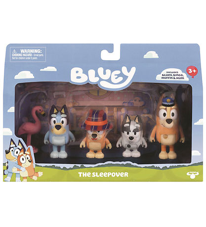 Bluey Figurer -Bluey & Familien - 4-Pak - Sleepover