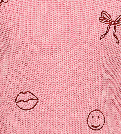Kids Only Bluse - Strik - KogJusty - Pink Lady/Text/Jester Red