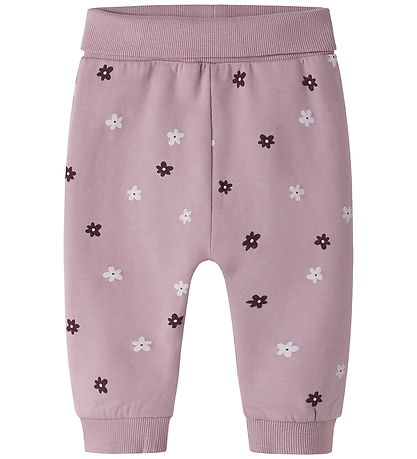 Name It Sweatpants - NbfVimone - Mauve Shadows/Flower Dots