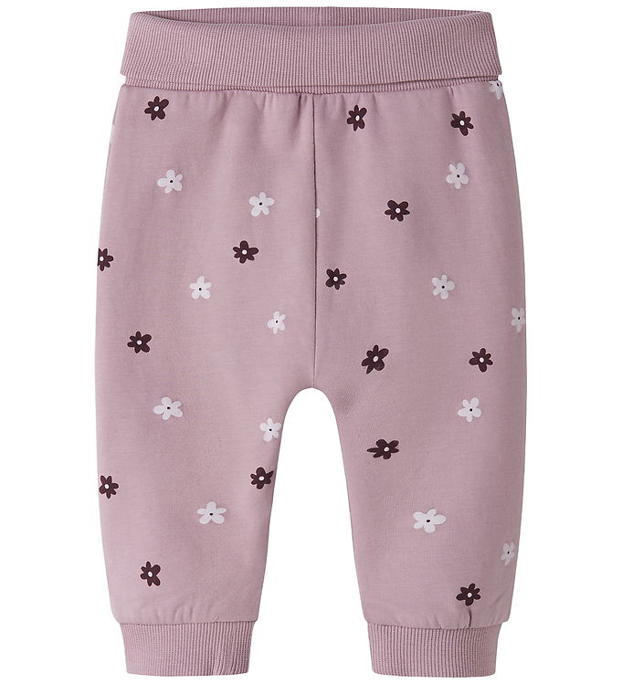 Name It Sweatpants - NbfVimone - Mauve Shadows/Flower Dots