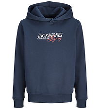 Jack & Jones Hættetrøje - JjJade - Navy Blazer/Big print