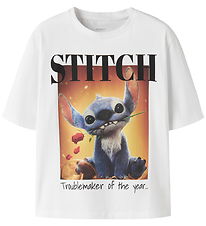 Name It T-shirt - NkfOlba - Stitch - Bright White
