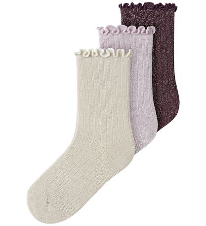 Name It strømper - 3-pak - NmfRosie - Catawba Grape/Lavender Fog