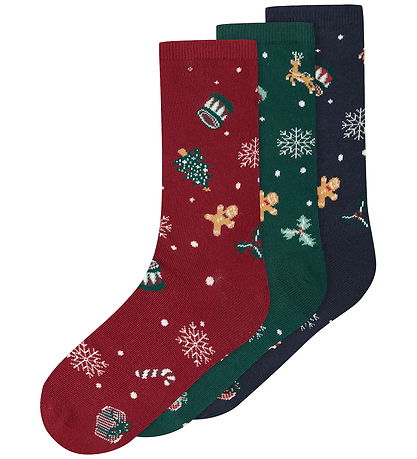 Name it Strømper - 3-Pak - NknVismas - Botenical Garden/Navy Bla