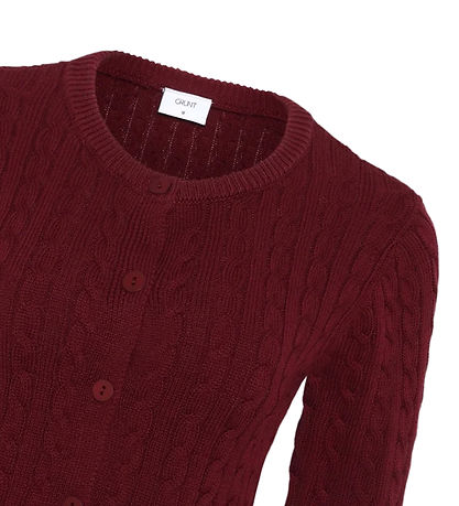 Grunt Cardigan - Cable Strik - GrLine - Dark Red