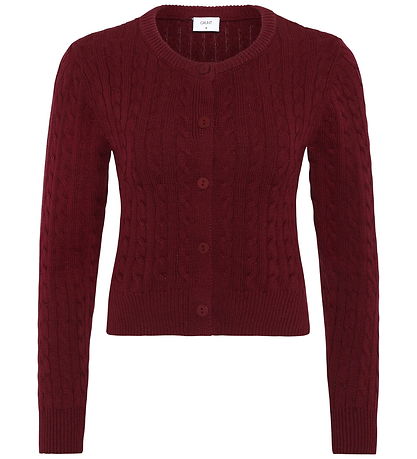 Grunt Cardigan - Cable Strik - GrLine - Dark Red