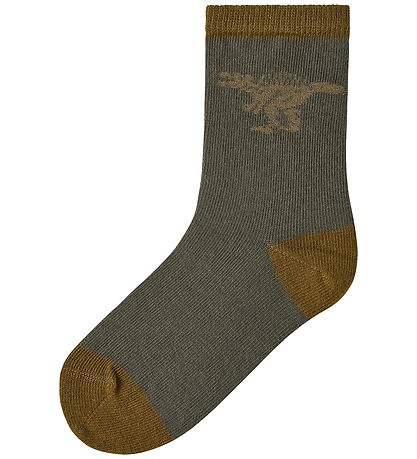 Name It Strømper - 4-pak - NmmReg - Island Fossil/1X Olive night