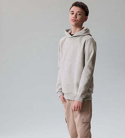 LMTD Hættetrøje - Sweat - Loose - NlmSnow - Light Grey Melange