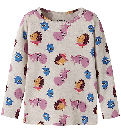 Name It Bluse - Rib - NmfAbesa - Børste - Peyote Melange