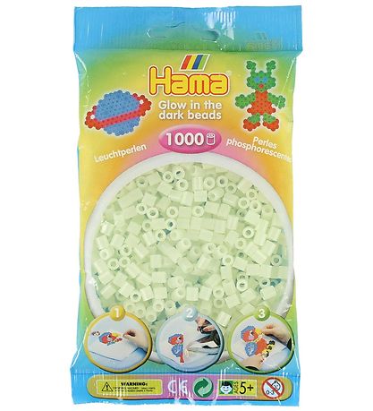 Hama Midi Beads - 1000 pcs - 55 Glow-In-The-Dark Green Hama Midi Beads - 1000 pcs - 55 Glow-In-The-Dark Green