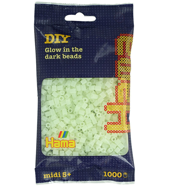 Hama Midi Perler - 1000 stk. - 55 Selvlysende Grøn
