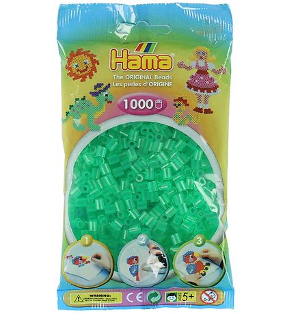 Hama Midi Beads - 1000 pcs - Transparent Green Hama Midi Beads - 1000 pcs - Transparent Green