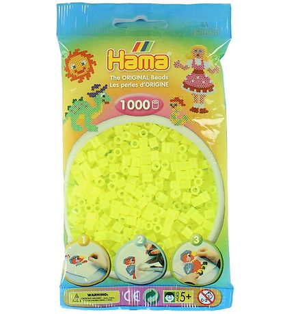Hama Midi Beads - 1000 pcs - Neon Yellow Hama Midi Beads - 1000 pcs - Neon Yellow