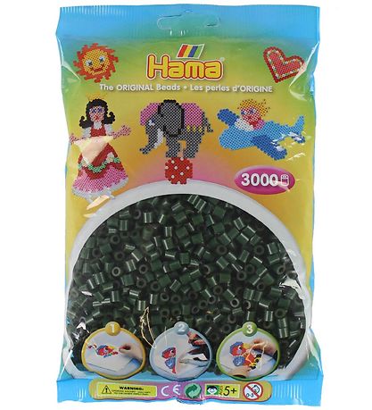 Hama Midi Perler - 3000 stk. - 28 Mørkegrøn Hama Midi Perler - 3000 stk. - 28 Mørkegrøn