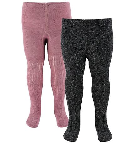 Minymo Panty's - 2-pack - Roze/Zwart m. Glitter Minymo Panty's - 2-pack - Roze/Zwart m. Glitter